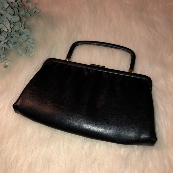 Vintage ANDE’ Black PU Leather Handle Clutch/Bag - Picture 2 of 9